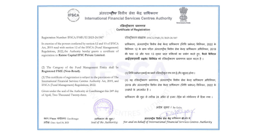 IFSCA Registration Certificate